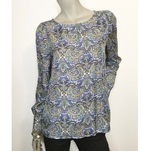 J. Crew 100% Silk Talitha Peacock Paisley Blouse size 00
